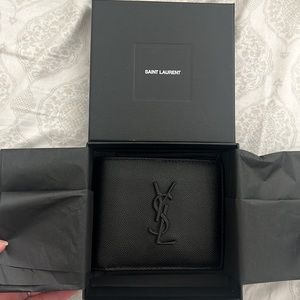 Yves Saint Laurent Mens Monogram Leather Wallet